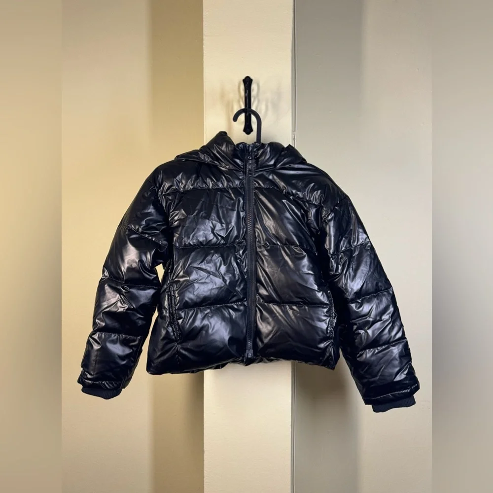 NWOT J. Crew Girls' metallic cropped puffer jacket with PrimaLoft® - Picture 2 of 7